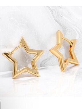 925 Silver & Gold Plated  Star Hoop Earrings - Women's Fashion Jewelry